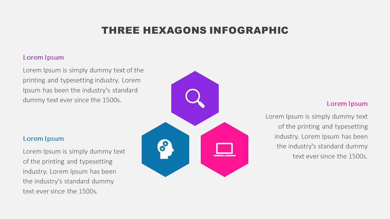 Three Hexagons Infographic for PowerPoint and Google Slides