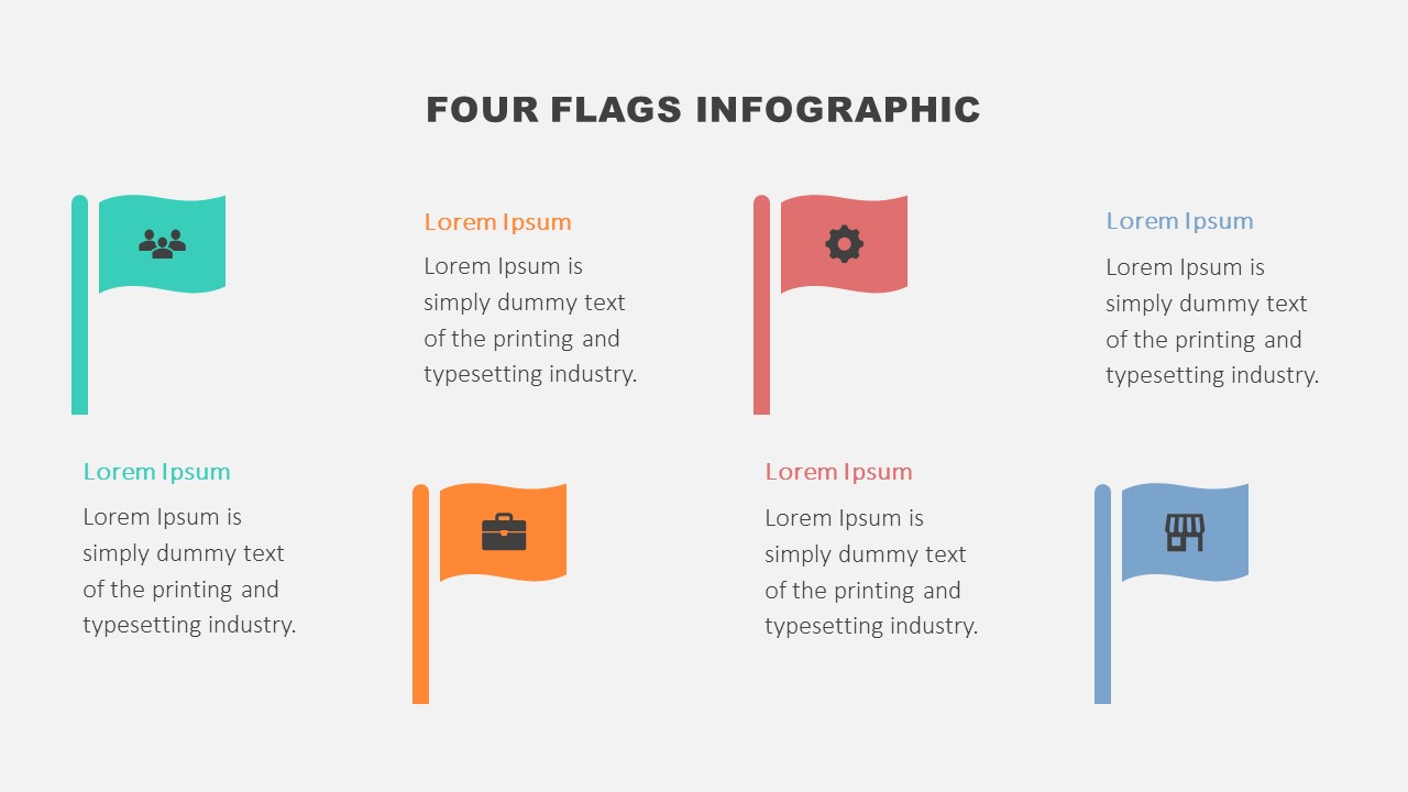 Four Flags Infographic for PowerPoint and Google Slides
